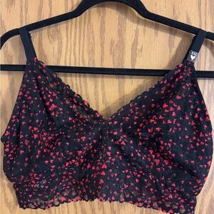 NWT Victoria's Secret Black and Red Heart Lace Bralette Size XXL Sexy.. 🔥🔥🔥